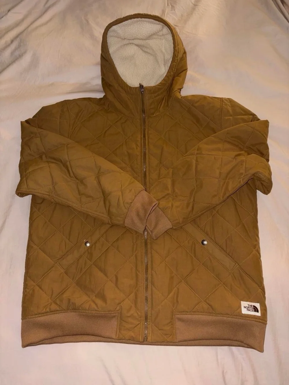 The North Face Men's Tan / Light Brown Quilted Hooded Jacket size XL